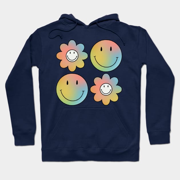 Psychedelic Flowers & Smileys Hoodie by gnomeapple